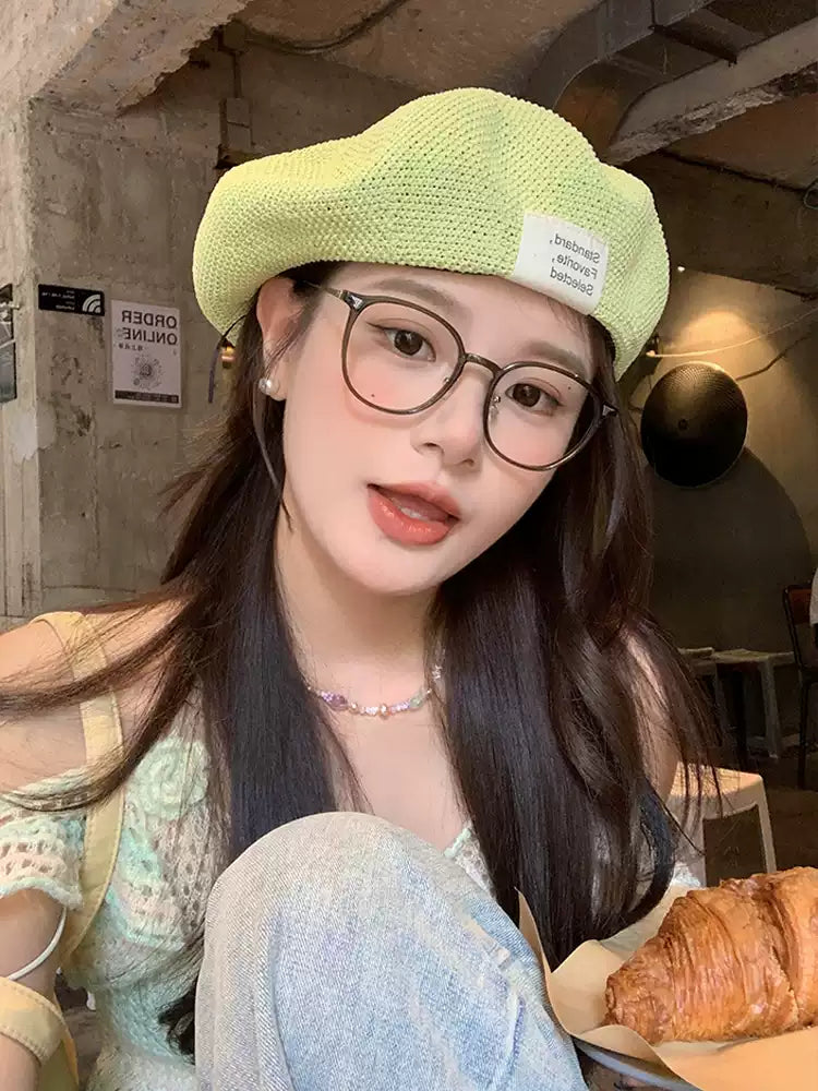 Summer Women Knit Hollow Thin Breathable Beach Beret TP2811