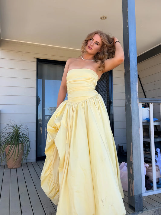 Chic A-Line Strapless Evening Gown Irregular Hem Party Dress Long Formal Dress TP4928