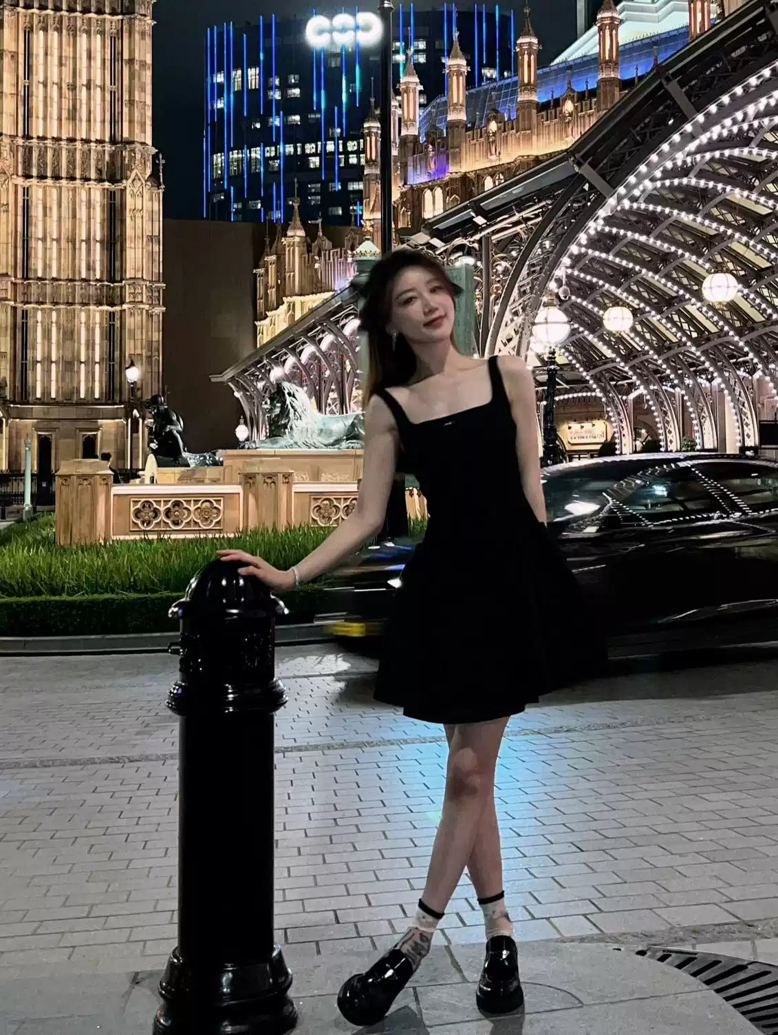 New Simple Square Collar Design A-line Sleeveless Spaghetti Strap Dress TP3282