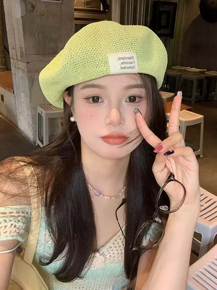 Summer Women Knit Hollow Thin Breathable Beach Beret TP2811