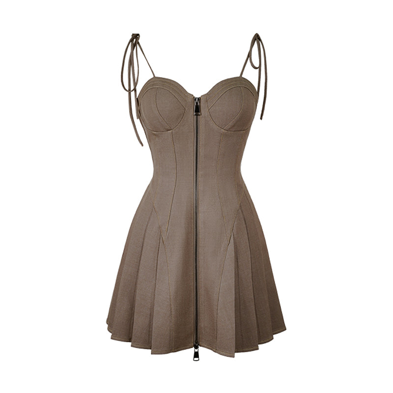 New Fashion Chocolate Brownies Style Design A-line Sleeveless Spaghetti Strap Dress TP3285