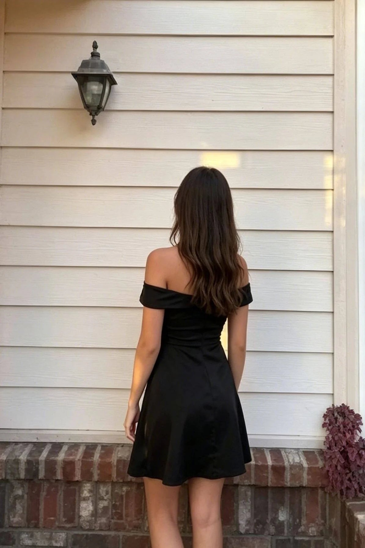 Vintage Black Off-the-Shoulder Twist Cutout A-Line Homecoming Dress TP6028