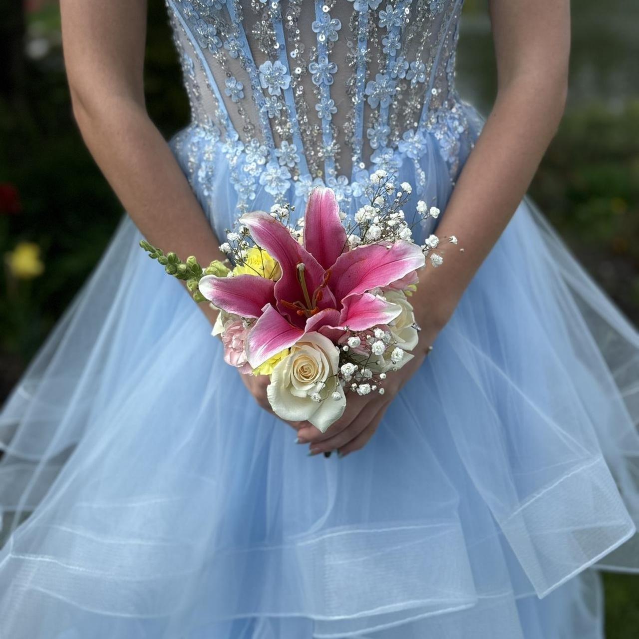 Vintage Blue Tulle Prom Dress Spaghetti Strap Evening Dress Long A-Line Formal Dress TP4646