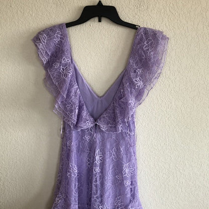 Vintage Lilac A-Line Lace Tiered Prom Dress Party Dress Evening Dress TP4503