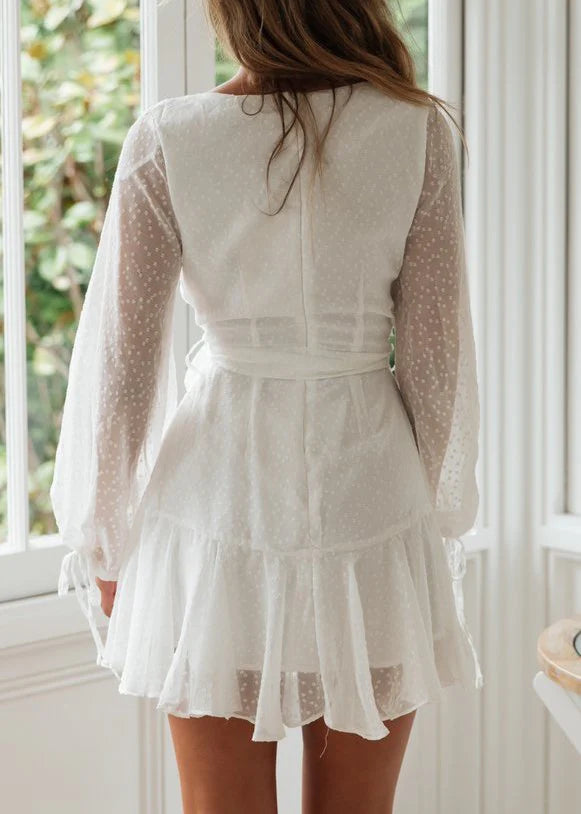 Vintage White V-neck Short A-Line Party Dress Cocktail Dress Homecoming Dress TP4451