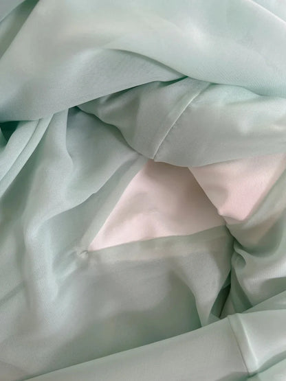 Gorgeous Shiny Beaded Spaghetti Strap Ruffles Chiffon Mermaid Prom Dress Evening Dress TP4307