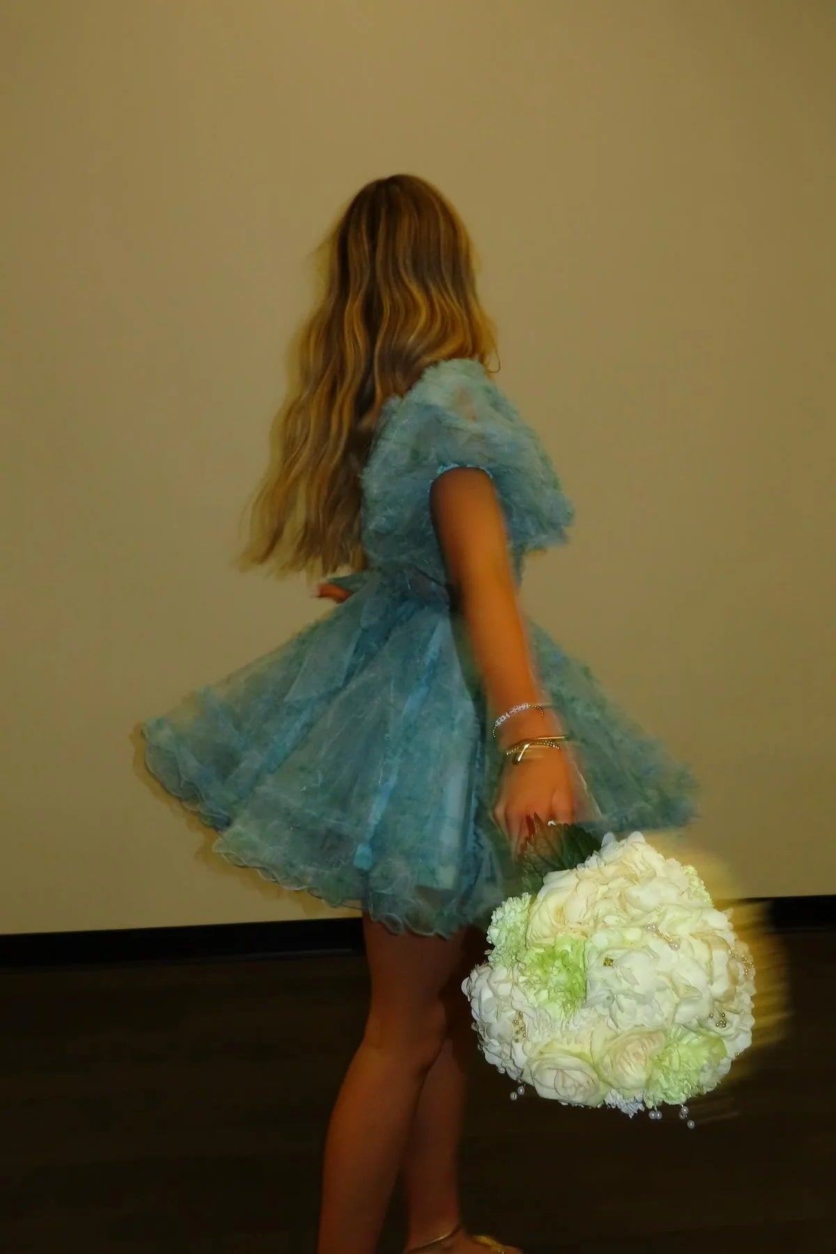 Vintage Sky Blue Off-the-Shoulder Puff Sleeve Tiered Tulle Floral A-Line Homecoming Dress TP6030