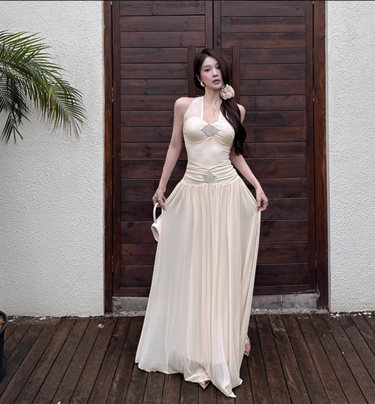 New French Summer Beach Holiday Sexy Mesh V-neck Dress TP2871