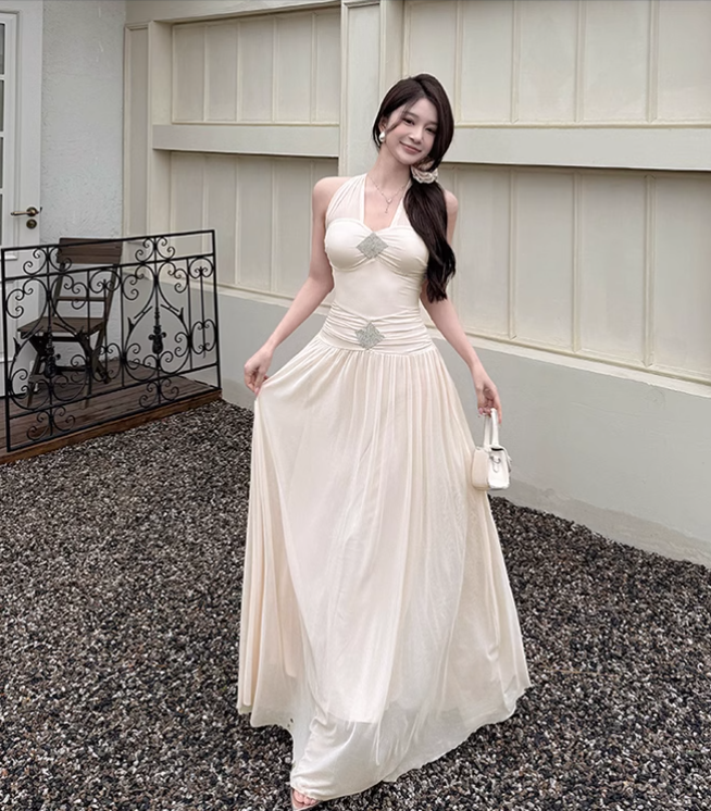 New French Summer Beach Holiday Sexy Mesh V-neck Dress TP2871