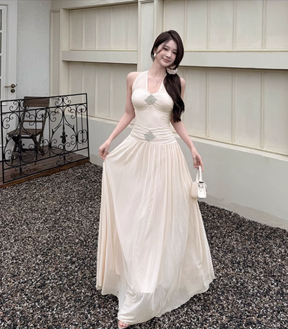 New French Summer Beach Holiday Sexy Mesh V-neck Dress TP2871