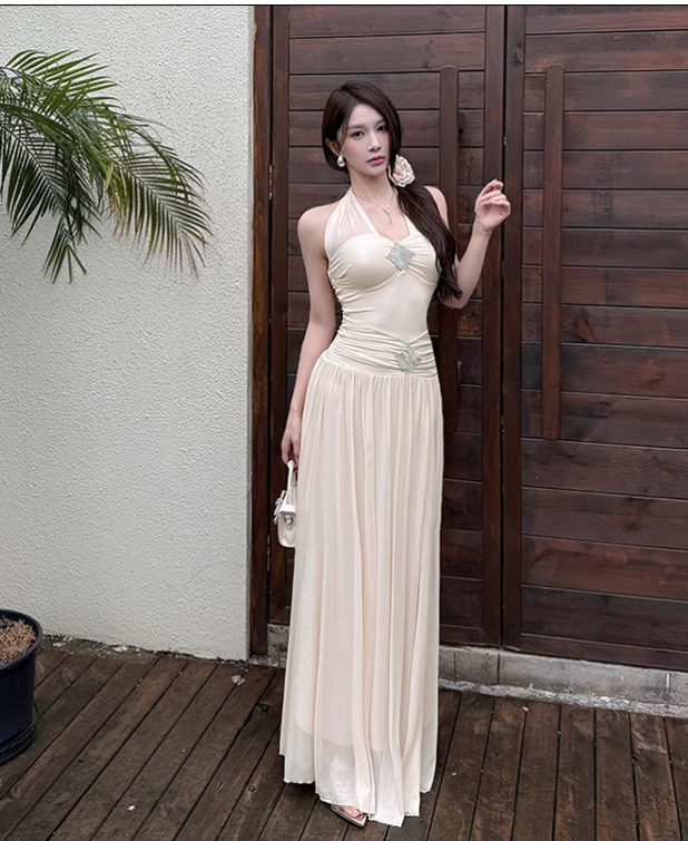 New French Summer Beach Holiday Sexy Mesh V-neck Dress TP2871