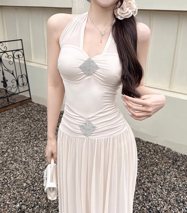 New French Summer Beach Holiday Sexy Mesh V-neck Dress TP2871