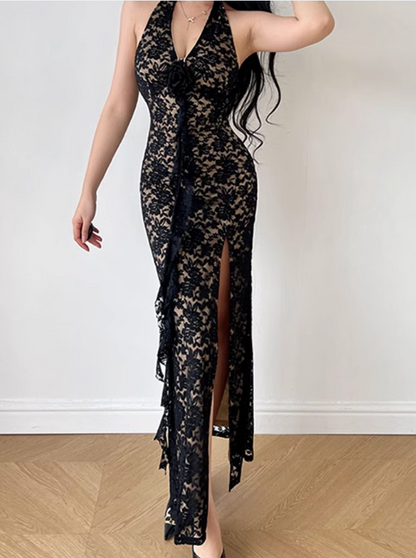 New French Summer Beach Holiday Sexy Mesh V-neck Dress TP2872