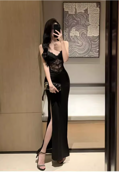 New Sexy Black Sleeveless Lace Spaghetti Strap Dress TP2972