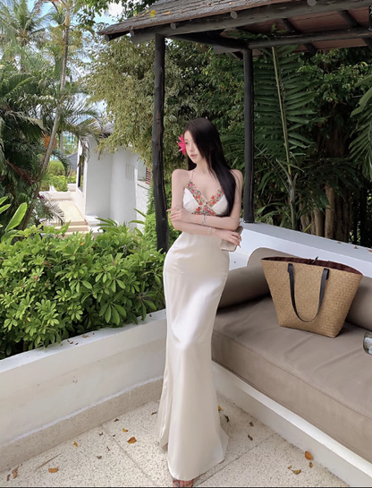 New Fashion Design V-neck Slim Spaghetti Strap Dress TP2995