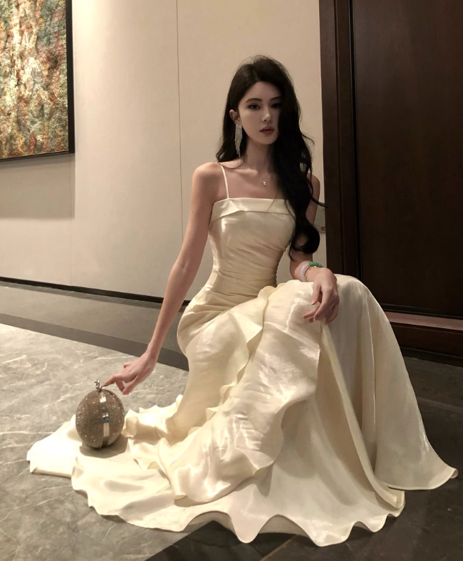 New Elegant Stylish Irregular Design Spaghetti Strap Dress TP3000