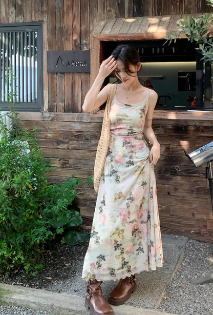 New Stylish Elegant Floral Design Spaghetti Strap Dress TP3006