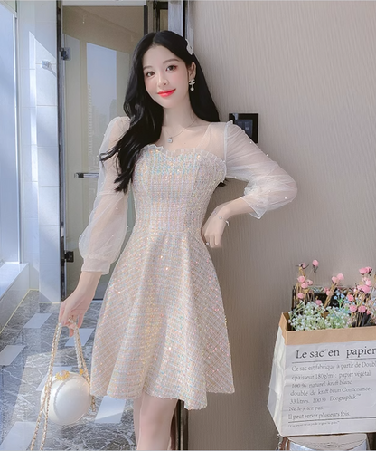 New Fashion  Long Sleeves Chiffon Design A-Line Dress TP3037
