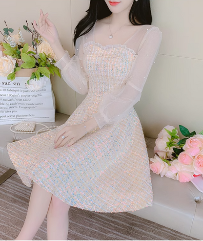 New Fashion  Long Sleeves Chiffon Design A-Line Dress TP3037