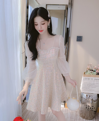 New Fashion  Long Sleeves Chiffon Design A-Line Dress TP3037