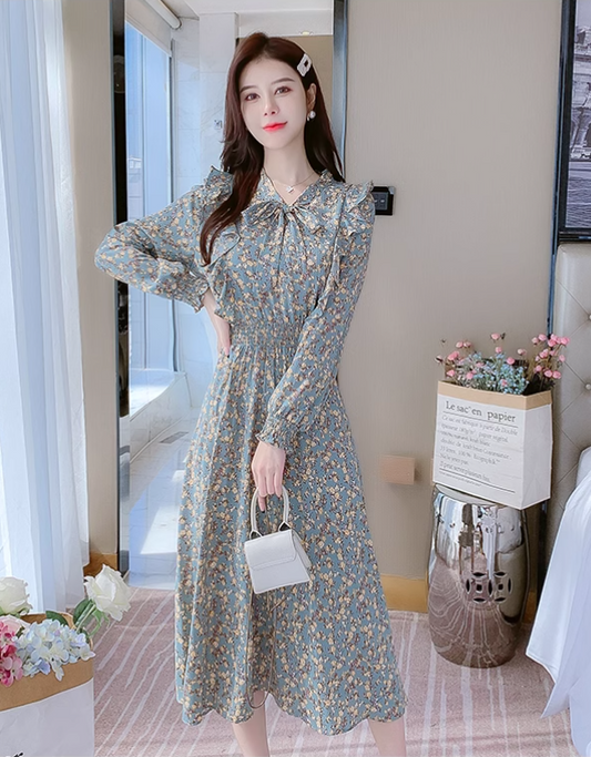 New Fashion Simple Floaral Design Women Long Dress TP3049