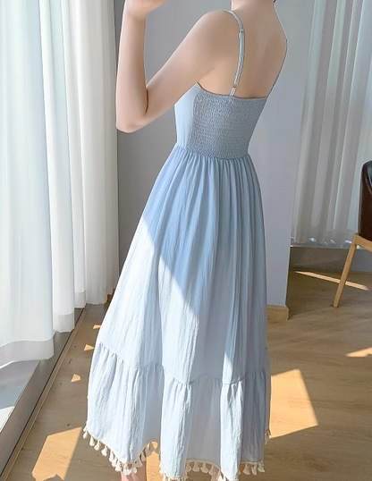 New Simple Elegant Cardigan Design Spaghetti Strap Dress TP3060