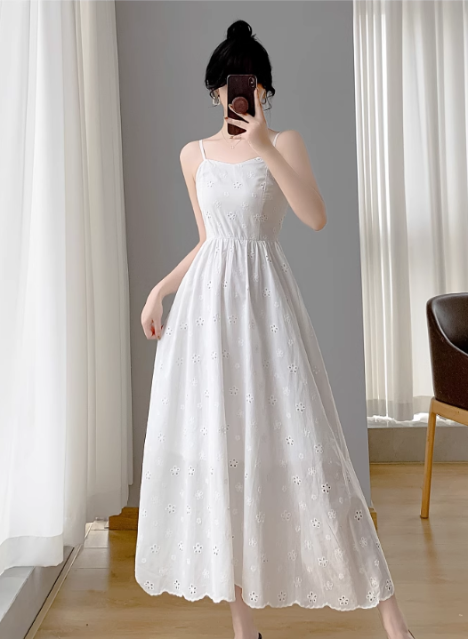 New Simple Elegant Cake Lace Design Cardigan Spaghetti Strap Dress TP3062