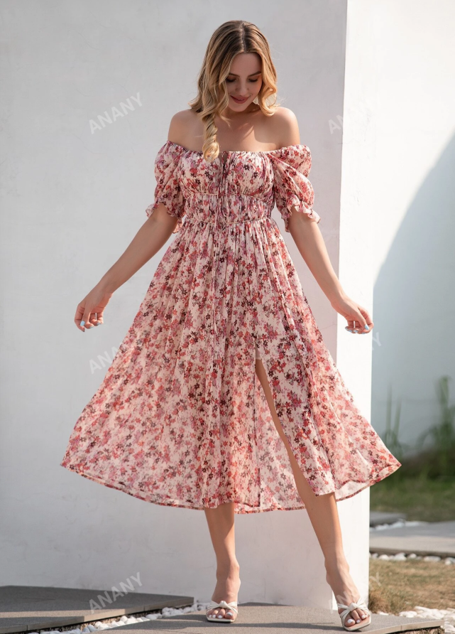Retro Design Chic Spaghetti  Strap Floral Dress TP2859