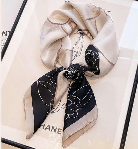 Vintage Elegant Floral Design Versatile Soft Fabric Silk Scarf TP3163