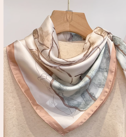 Vintage Elegant Floral Design Versatile Soft Fabric Silk Scarf TP3163
