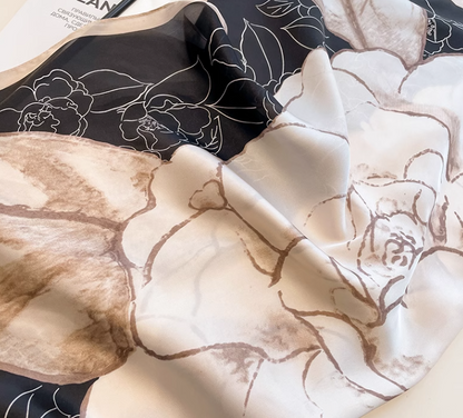 Vintage Elegant Floral Design Versatile Soft Fabric Silk Scarf TP3163