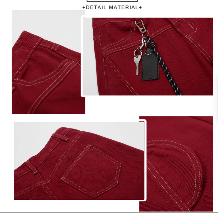 Simple Large Pocket Lanyard Decoration Design Loose-fitting Long Casual Pants TP3218