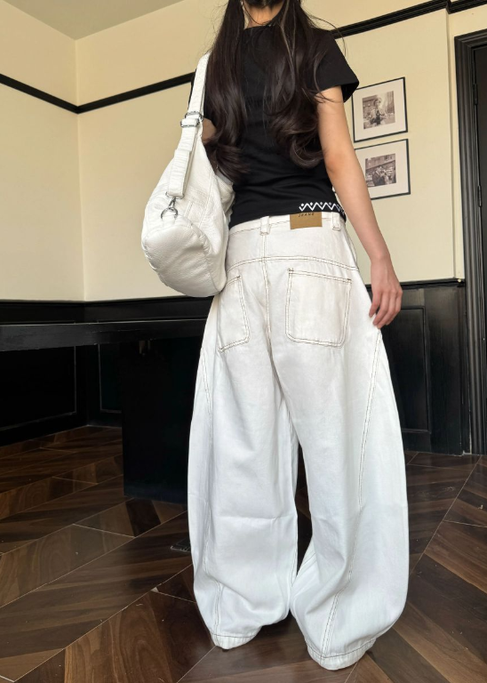 New Fashion White Loose-fitting Multi-pocket Design Street-style Long Casual Pants TP3224