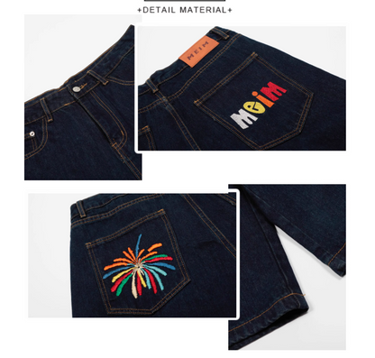 New Fashion Loose-fitting Letter Embroidery Design Street-style Casual Cropped Pants TP3232