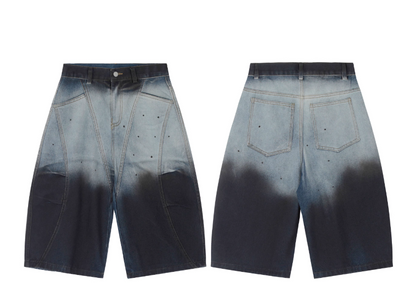 Vintage Loose-fitting Gradient Color Design Street-style Casual Cropped Pants TP3237