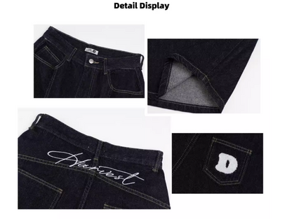 New Fashion Loose-fitting Black Multi-pocket Design Street-style Casual Cropped Pants TP3243