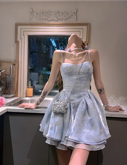 New Fashion Floral Design A-line Sleeveless Spaghetti Strap Puffy Dress TP3294