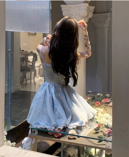 New Fashion Floral Design A-line Sleeveless Spaghetti Strap Puffy Dress TP3294