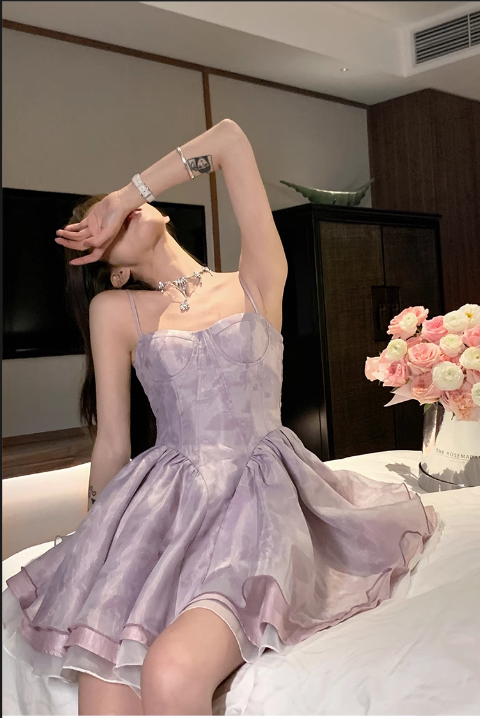 New Fashion Floral Design A-line Sleeveless Spaghetti Strap Puffy Dress TP3294