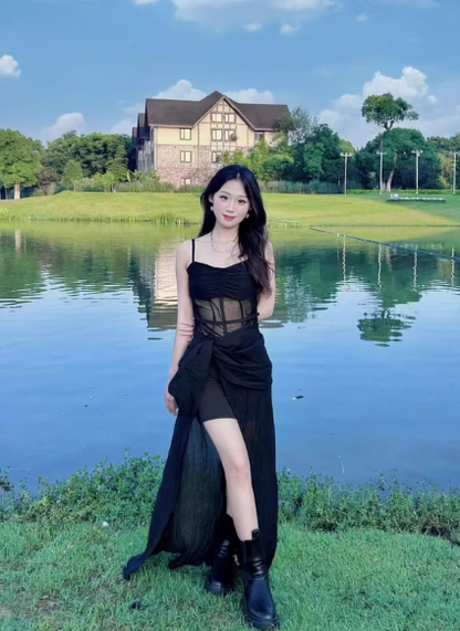 New Fashion Floral Design A-line Sleeveless Spaghetti Strap Puffy Dress TP3295