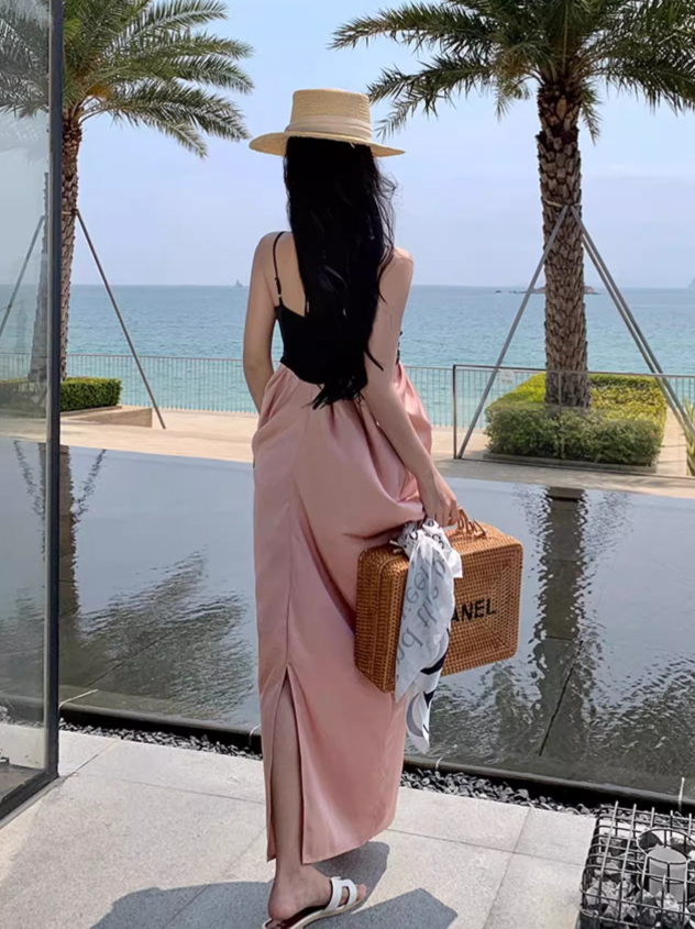 New Fashion Sleeveless Design A-line Beach Holiday Spaghetti Strap Dress TP3534