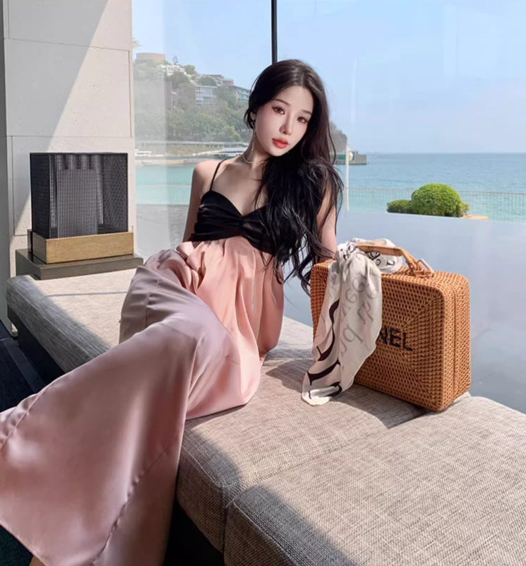 New Fashion Sleeveless Design A-line Beach Holiday Spaghetti Strap Dress TP3534