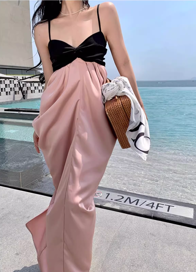 New Fashion Sleeveless Design A-line Beach Holiday Spaghetti Strap Dress TP3534