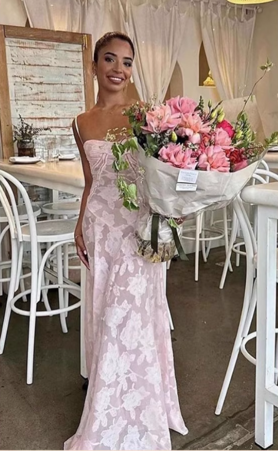 Vintage Pink Applique Spaghetti Strap Design A-line Party Dress TP3885