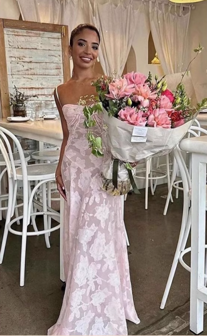 Vintage Pink Applique Spaghetti Strap Design A-line Party Dress TP3885