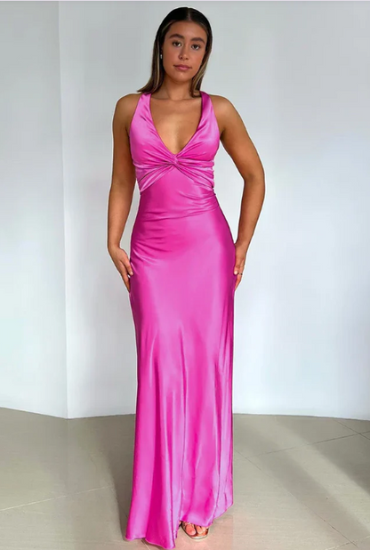 Elegant Satin Prom Dress Sheath Evening Gown Long Party Dress High Slit Formal Dress TP4747