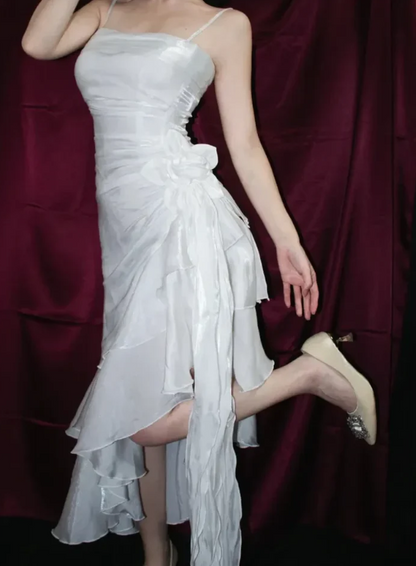 Elegant Chiffon Prom Dress Sheath Evening Gown Party Dress Spaghetti Strap Formal Dress TP4742