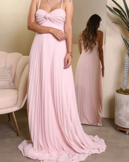 Elegant Pink Sweetheart Prom Dress A-Line Evening Gown Chiffon Pleated Party Dress Long Formal Dress TP4735