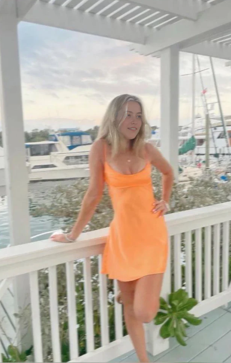 Vintage Orange Chiffon Homecoming Dress Sheath Party Dress Spaghetti Strap Cocktail Dress TP4773