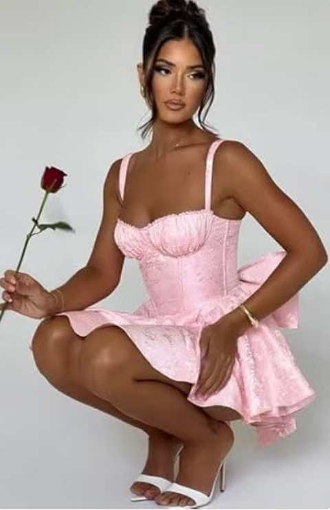 Vintage A-Line Bowknot Homecoming Dress Satin Party Dress Short Cocktail Dress TP4772